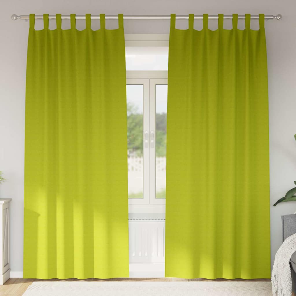 Firany blackout z kółkami 2 pcs Zielony 245 x 140 cm Poliester vidaXL