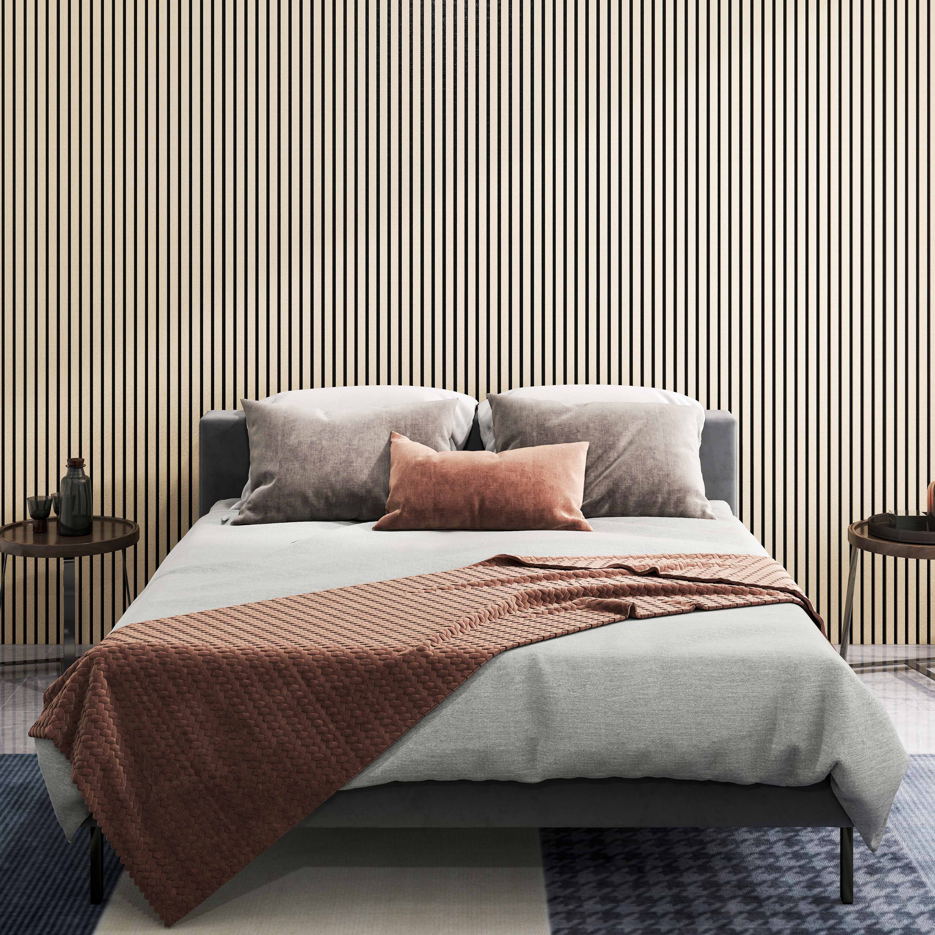 Revestimiento de pared palillería，mdf- juego de 2 piezas - 240 x 60 cm - color roble claro
