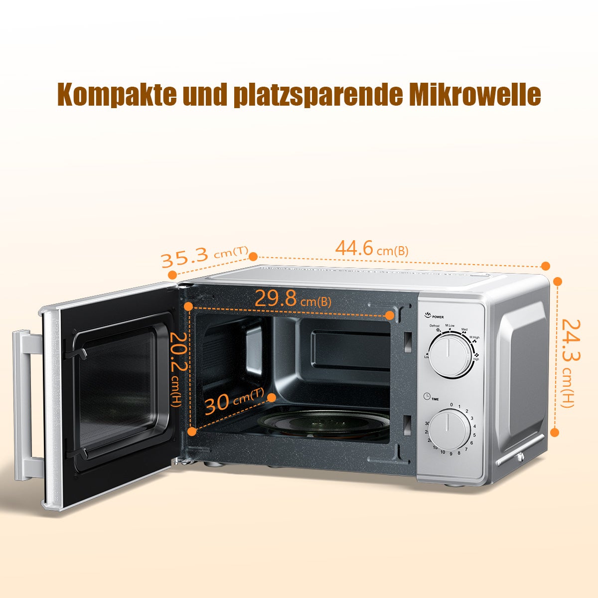 Micro-ondes 20L mécanique compact – Chauffage uniforme 360°, facile à utiliser et à nettoyer - 3