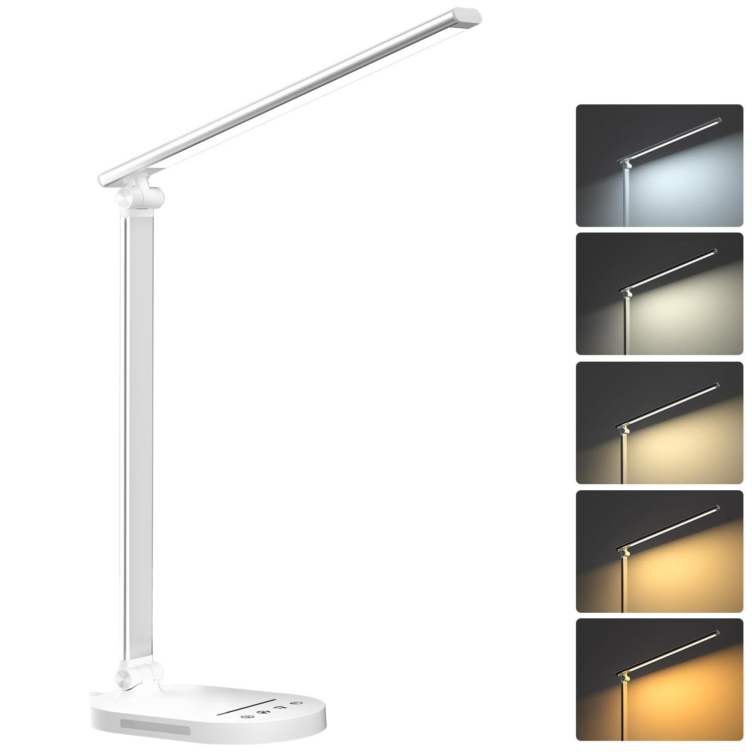 Akumulatorowa lampa biurkowa, ściemniana lampa stołowa LED, 5 trybów kolorów i 5 poziomów jasności, bezprzewodowa lampka do czytania