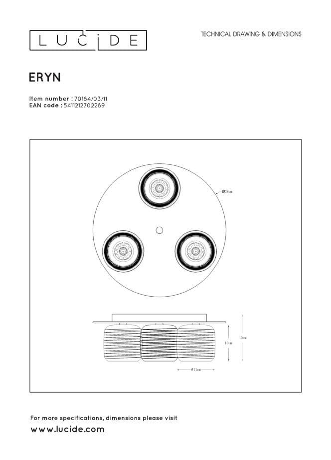 Plafonnier ERYN - Chrome - 3xG9 - Lucide - 5