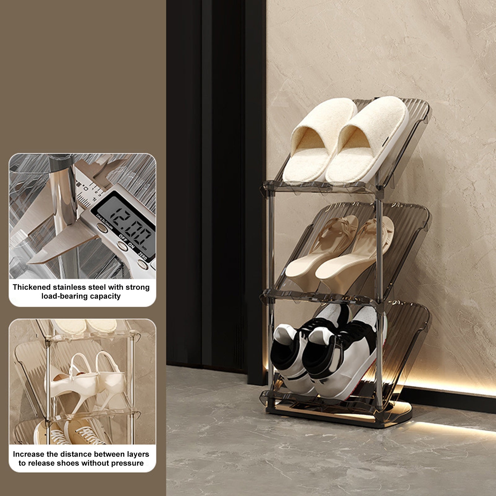 Set Scarpiera 3 In 1 Con Specchio E Appendini – Legno Rovere E Bianco, 80x27x46,5 Cm, Salva Spazio Per Corridoio