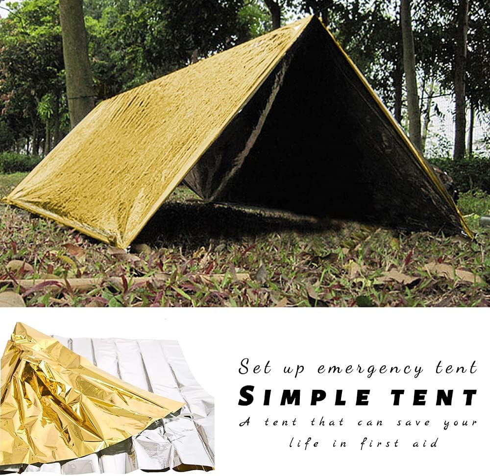 4pcs couverture thermique d'urgence imperméable, couverture de sauvetage de survie en plein air, randonnée et camping en plein air, 160x210cm - 4