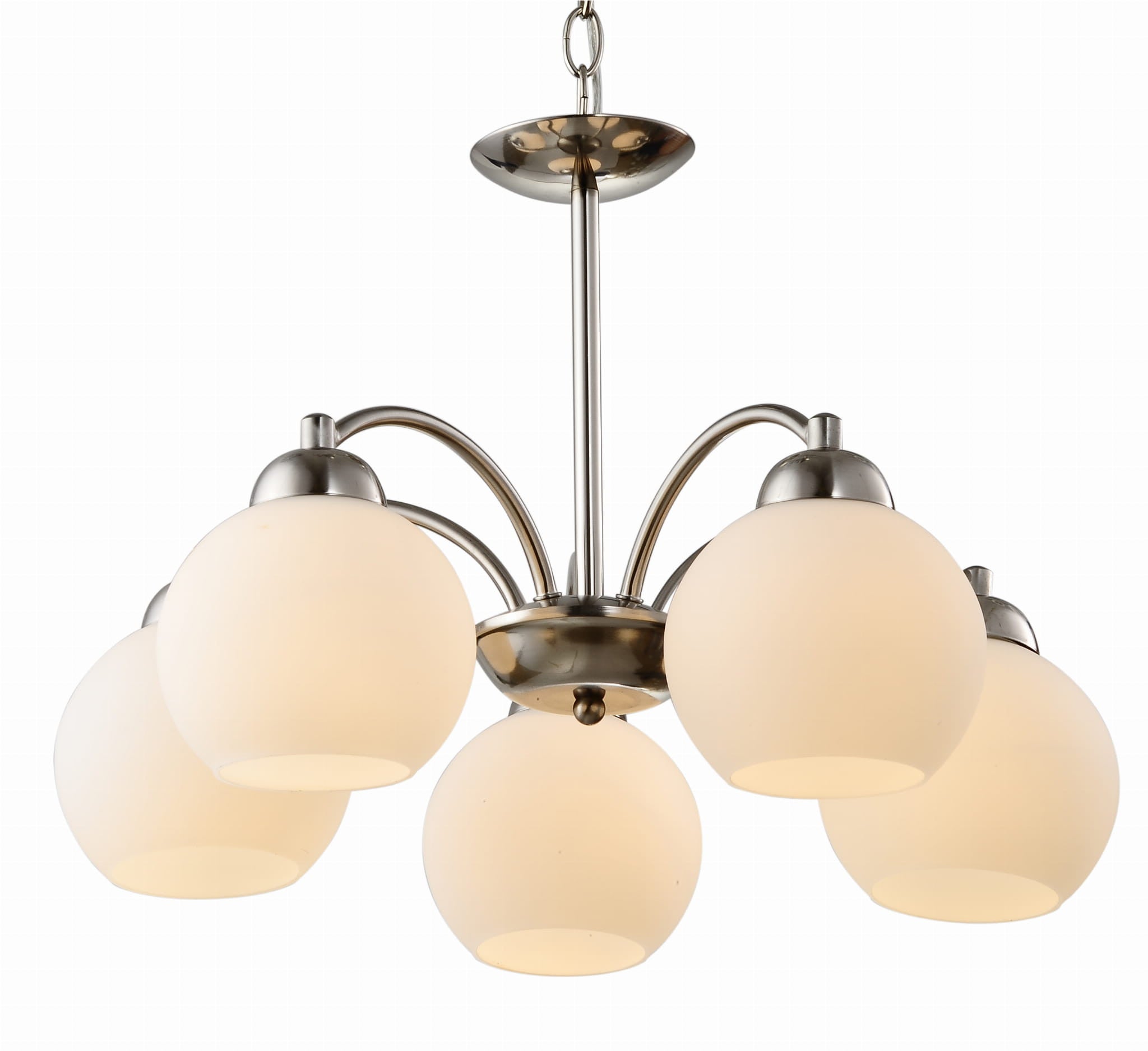 Lampa wisząca Tobago srebrno-biała 5xE27x60W wym: 72 x 52 x 52 cm szkło Candellux