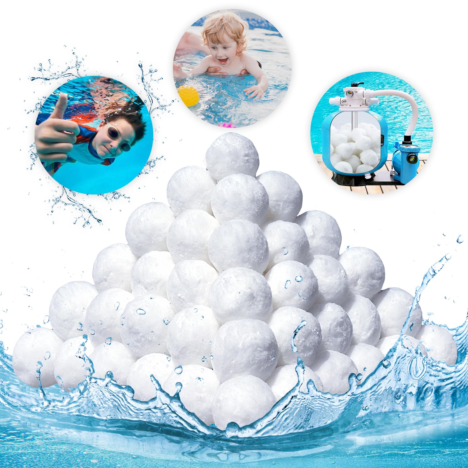 Balles Filtrantes 1300g Boules De Filtre De Piscine, Alternative Pour 46 Kg Sable Filtrant Sable De Quartz Media Filtre A Fibres Pour Piscine Convient A Divers Systemes De Filtration 82492799