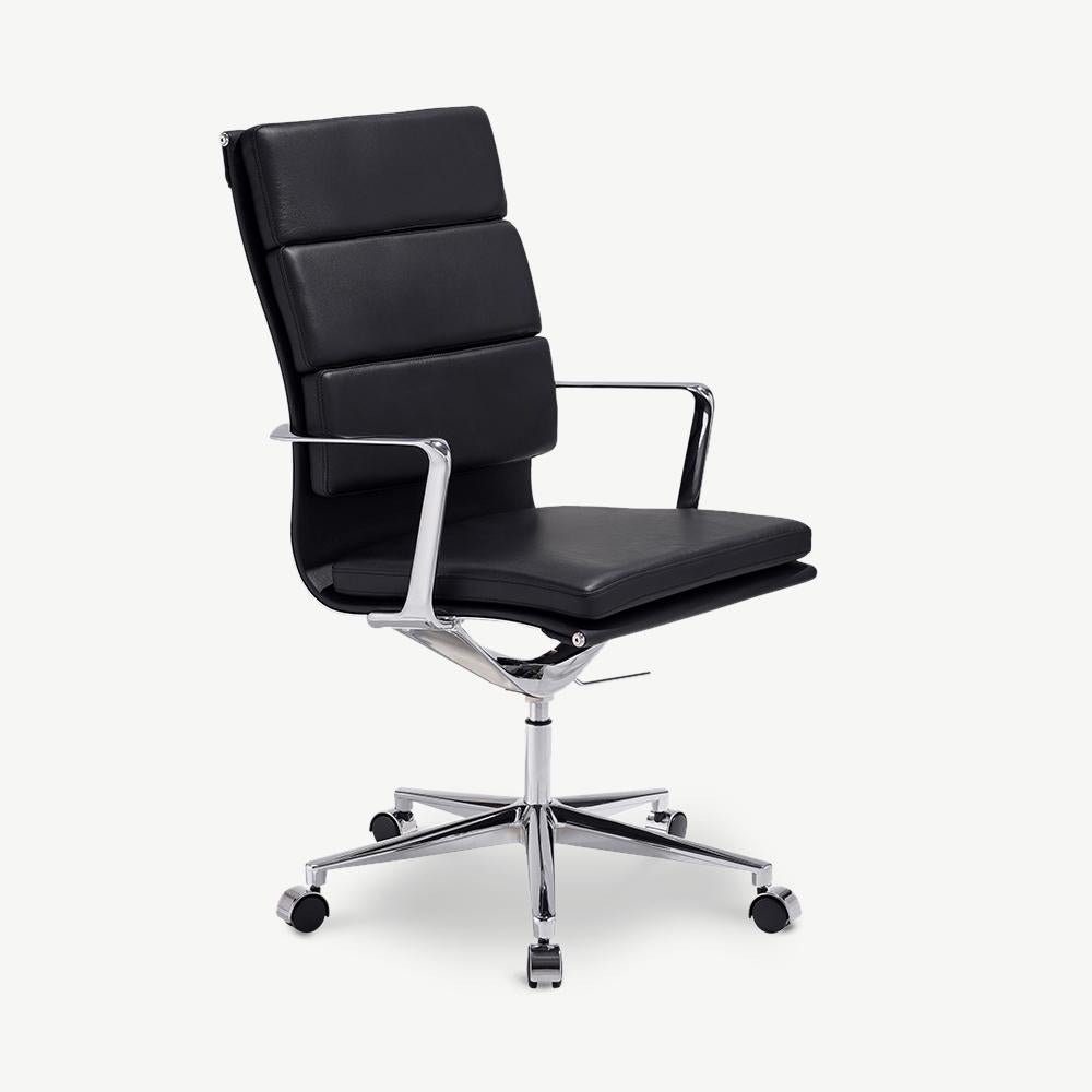 Furnicher Maci - Chaise de bureau - Noir Cuir - 53x59x106cm | Leroy Merlin
