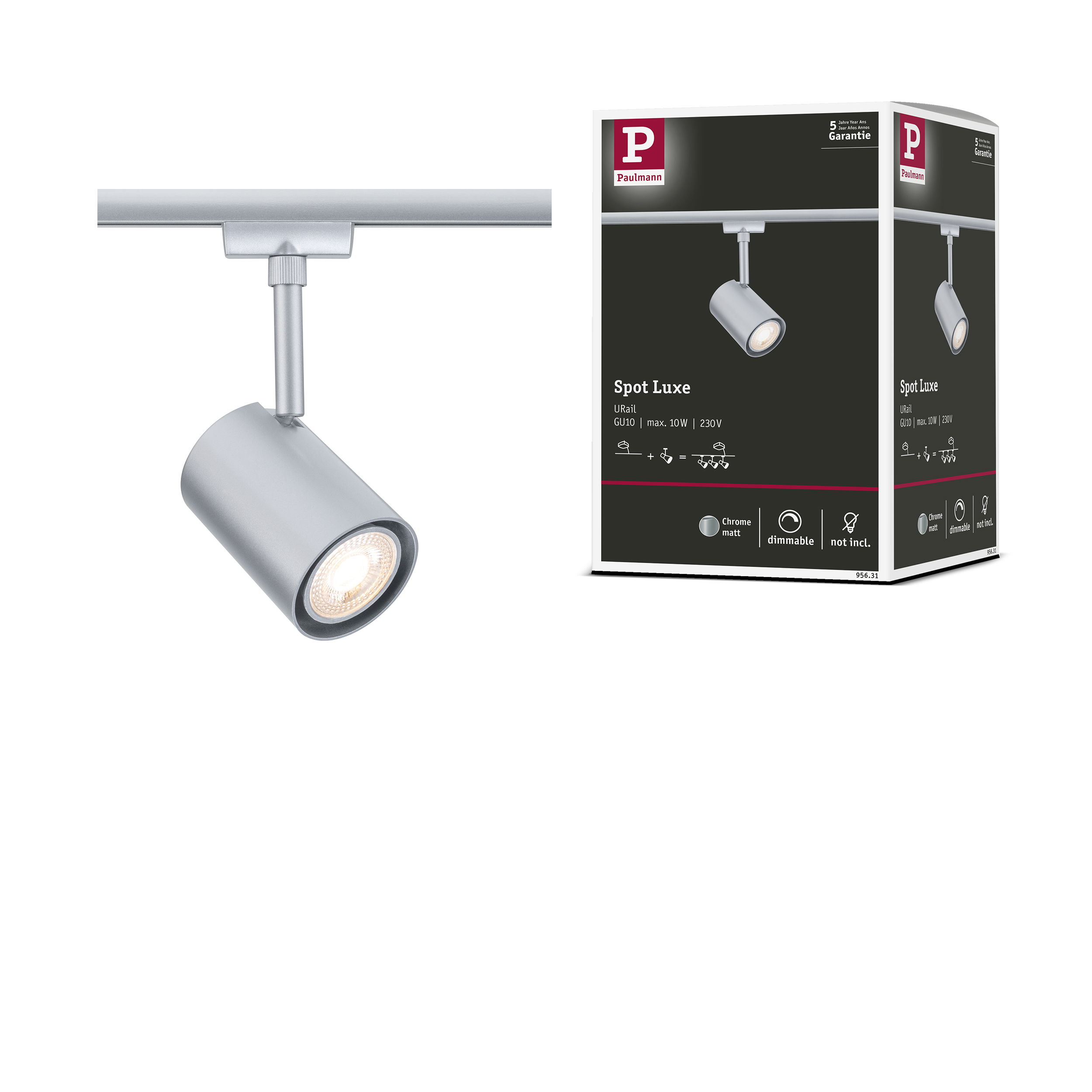 URail Spot Sur Rail Cover Kit De Démarrage GU10 Max. 10W Gradable 230V Chrome Mat#Chrome | Leroy - View #8
