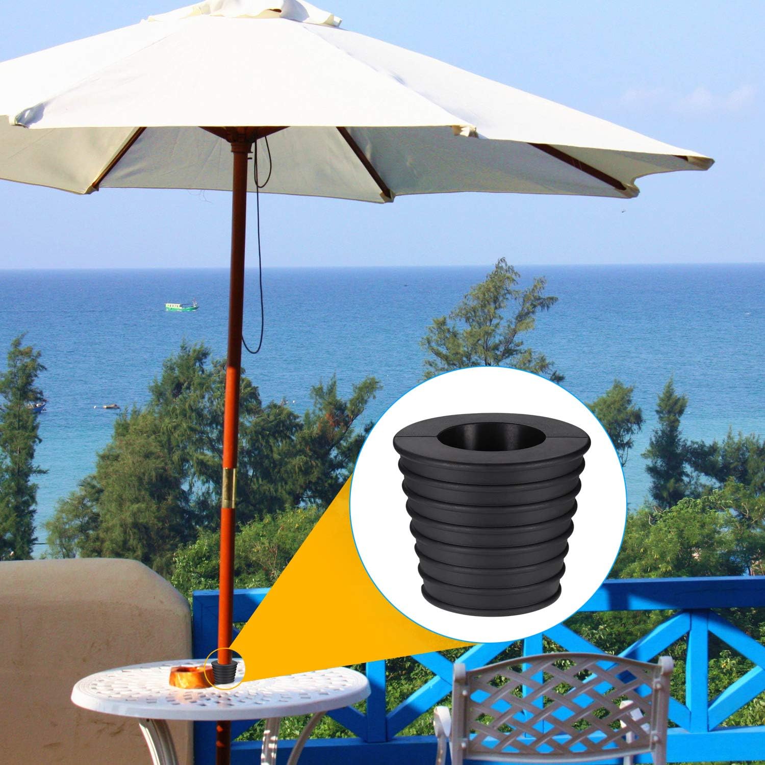 Cône de Parapluie Support de Base, pour Ouverture et Stabilité du Trou de Table Patio ou Support de Base pour Parasol, Pied de Parasol, 1.5