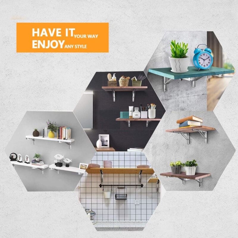 Lot de 2 Lourds Support Console Pliable Rétractable Pour Garage établi, Support d' Étagères Pliable, 12