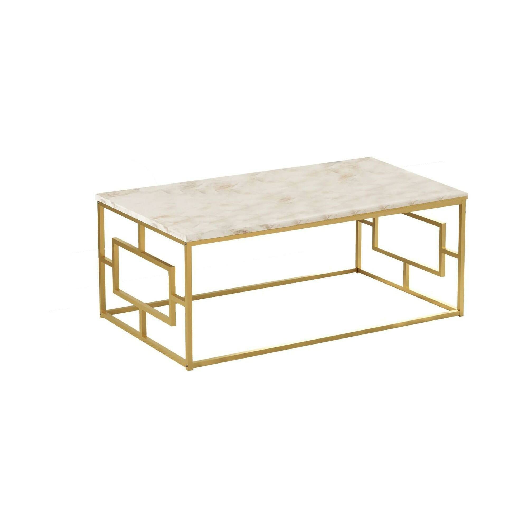 Tavolino Da Salotto Europa - 106x60x40cm, Nero E Oro, Moderno E Funzionale Per Soggiorno - Foto 7