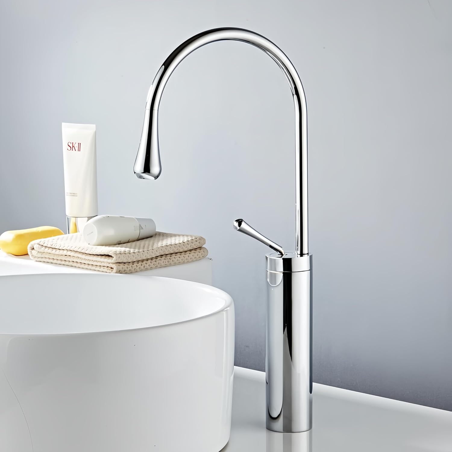 Bateria umywalkowa łazienkowa | Super cienki uchwyt jednouchwytowy | Do kampera/kuchni/pralni | Mosiądz（srebrny）