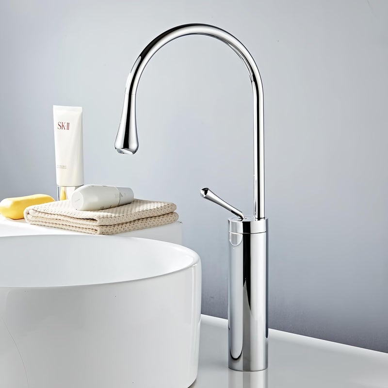 Bateria umywalkowa łazienkowa | Super cienki uchwyt jednouchwytowy | Do kampera/kuchni/pralni | Mosiądz(srebrny)