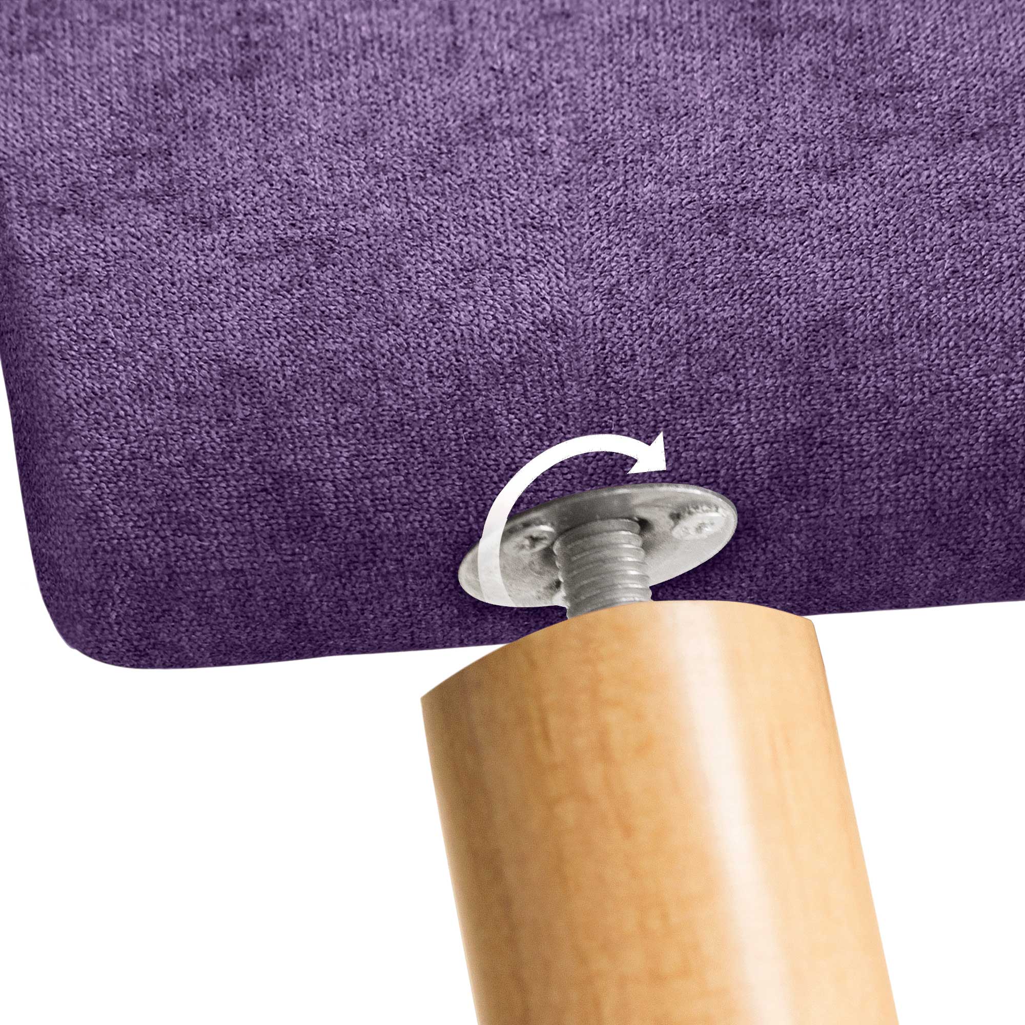 DHOME Cabecero de Tela AQUALINE Pro con 2 hileras de Botones y Patas Cabezal tapizado Cama Lujo (Lila, 135cm) - 7