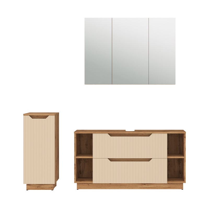 Vicco Zestaw mebli łazienkowych Lotta, Dąb/kaszmir w paski, 3 części