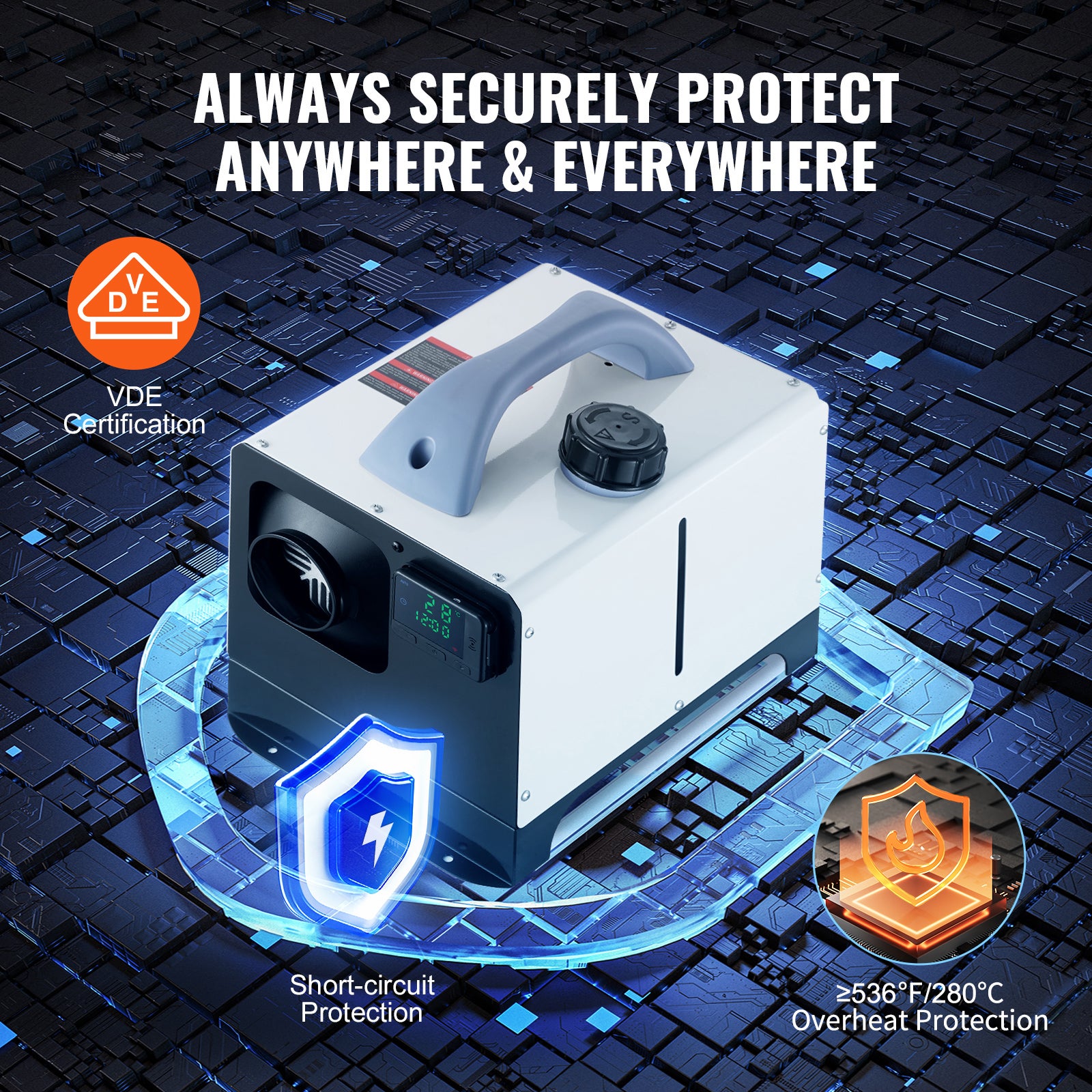 Chauffage diesel 5-8 kW,SucceBuy chauffage à air diesel portable avec télécommande et écran,chauffage rapide et silencieux pour camion,fourgonnette - 8