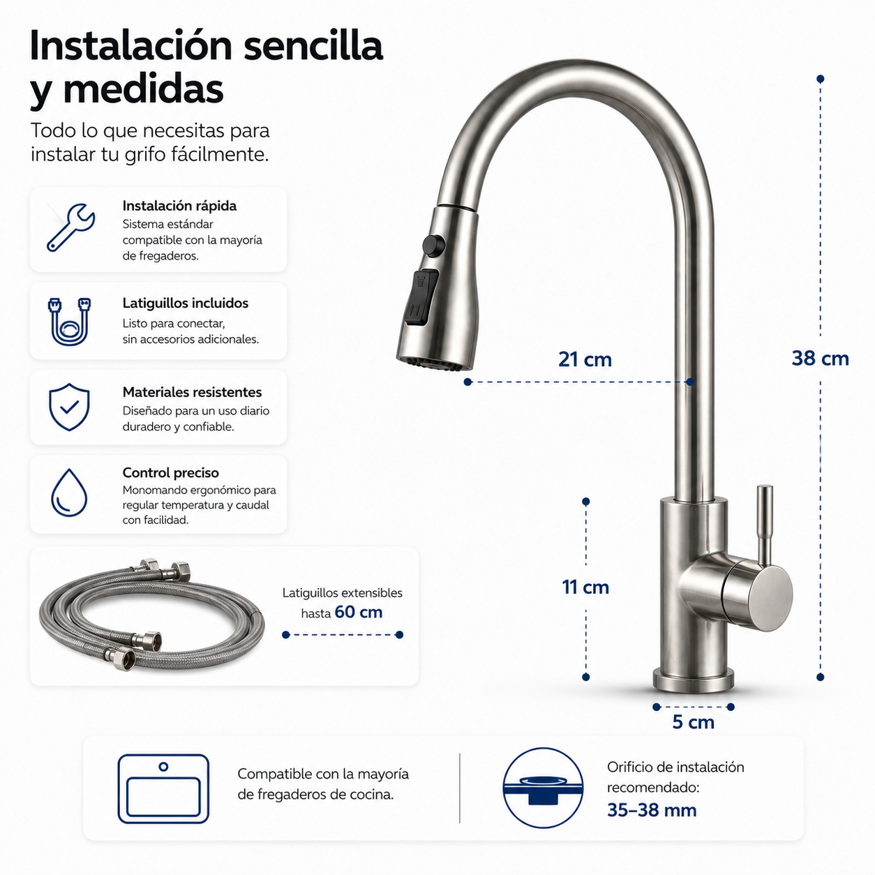 Rubinetto da Cucina Estraibile a 360 Gradi in Acciaio Inox Default Title - 7