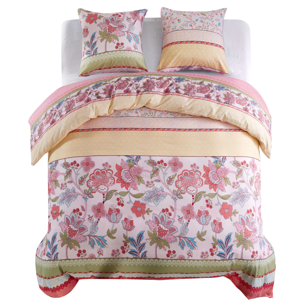 Maison exclusive - set funda de edredón estampado floral y rayas 200x220/80x80 cm