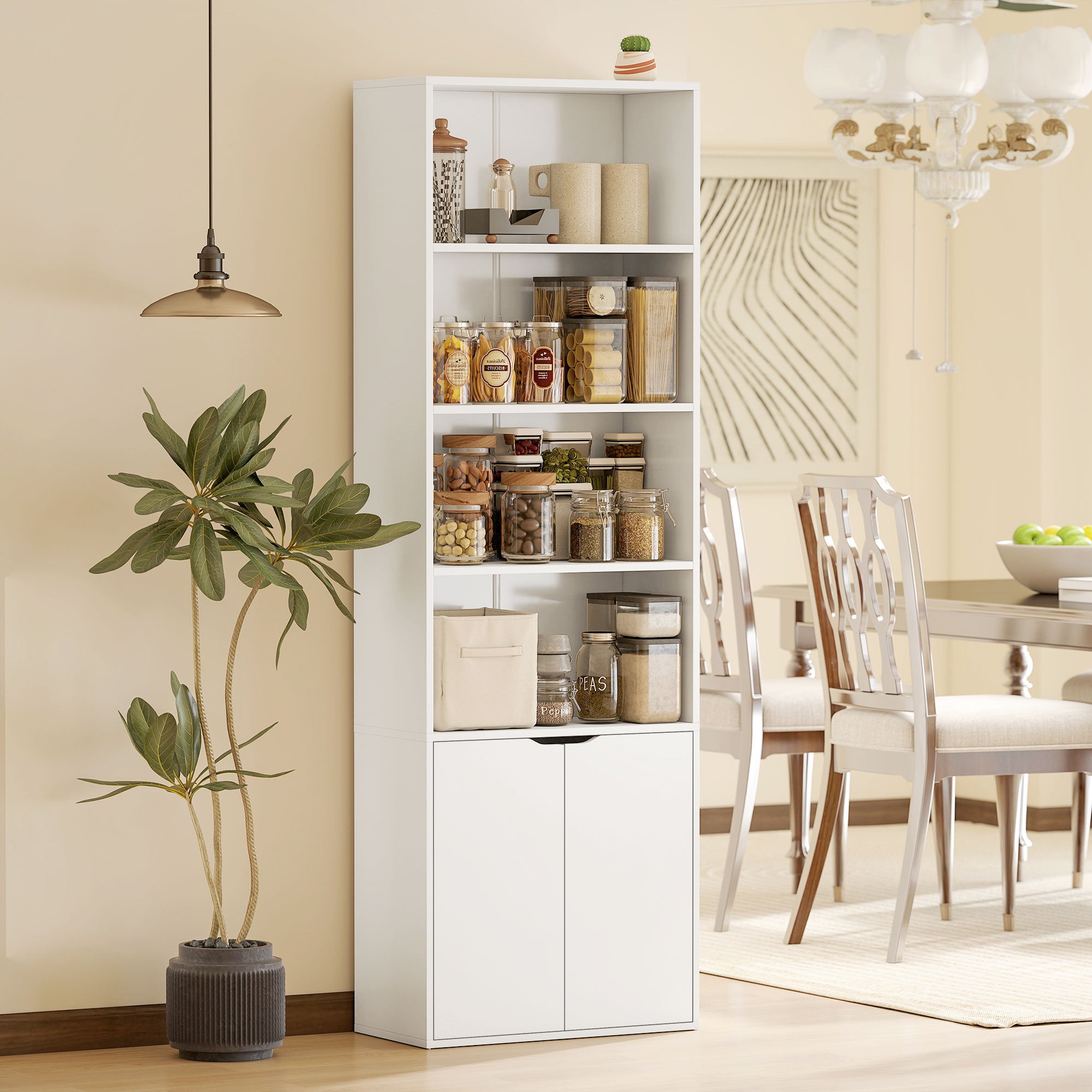Estante para livros com 4 níveis e armário HOMCOM 59x29x180 cm branco - 8
