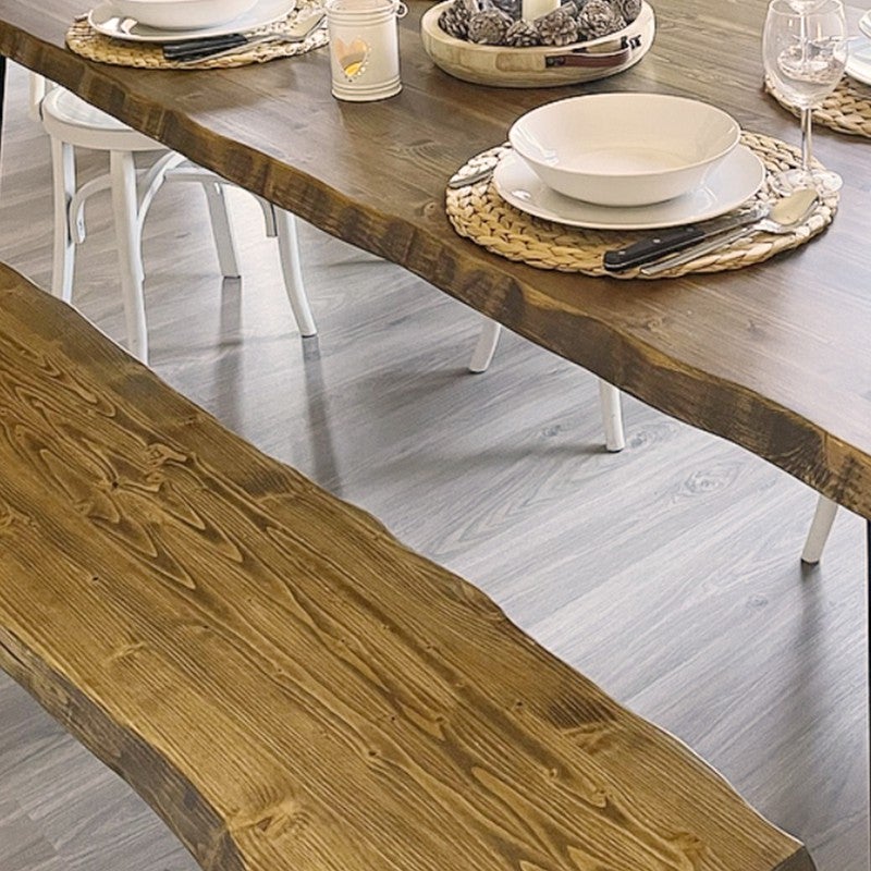 BLENOM Banc en bois massif durable Iroke Noyer bord irrégulier 120x31-33x45cm XN - 3