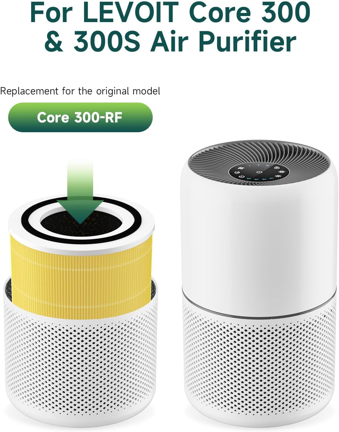 2 Filtri Di Ricambio Per Purificatore D'Aria LEVO-IT Core - Filtro HEPA H13 3 In 1 Con Carbone Attivo, Antiodore E Antipolvere - Dimensioni 14,5x12,2 Cm - 6