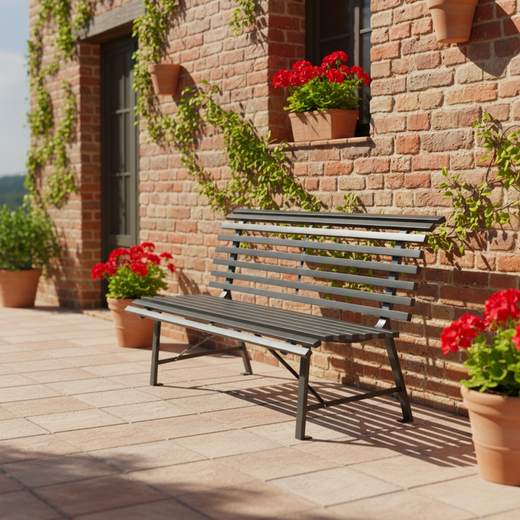 Banc de jardin acier 2 places anthracite 140cm - Nima | Leroy Merlin