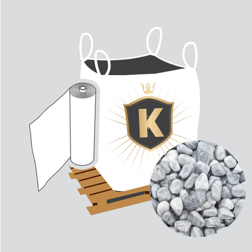 Kit Galets gris + géotextile = 1 Big Bag galet gris Codol Nevada 15/25 1.5T [environ 20m2 sur 5cm d'épaisseur] + 1 géotextile 25m2