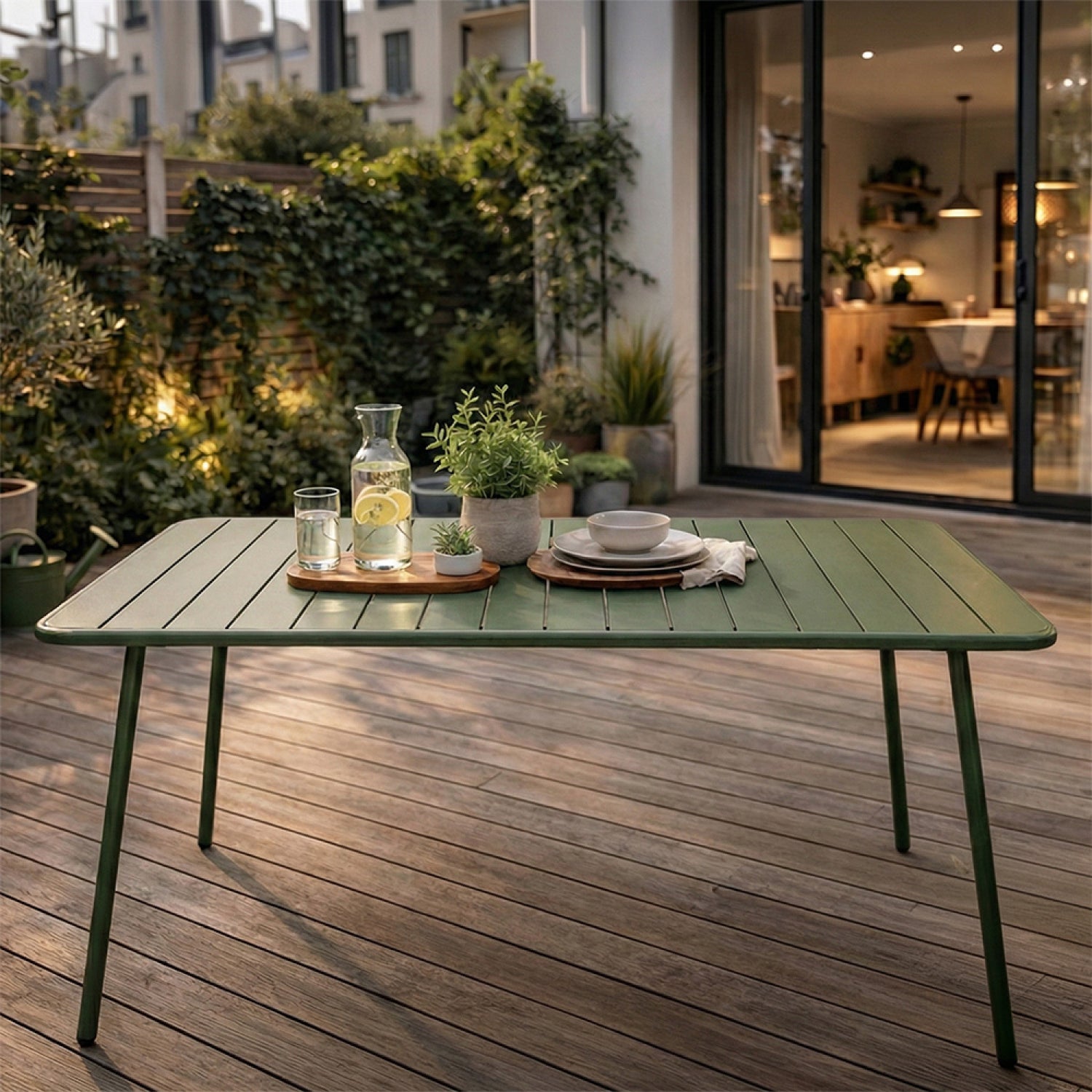Table de jardin 4 à 6 places 120cm vert BERGAME - 4