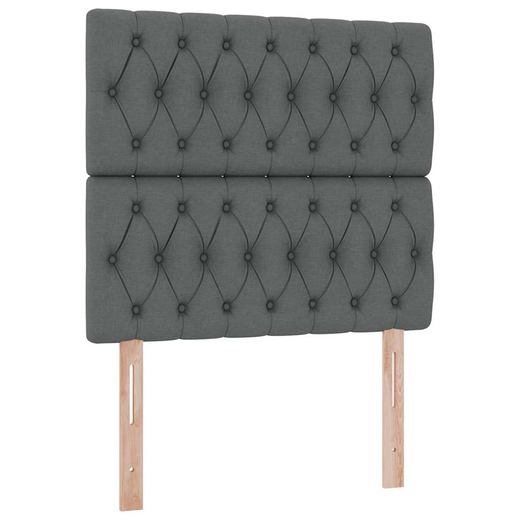 Lit avec rangement et matelas en tissu gris foncé, pour la chambre, 90 × 190 cm - 9