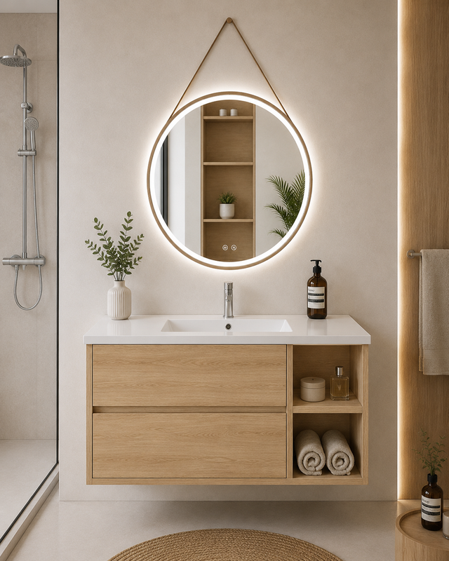 Szafka łazienkowa z umywalką ORIGENBATH ZEUS bez lustra 80x40 cm Prawa strona estepa