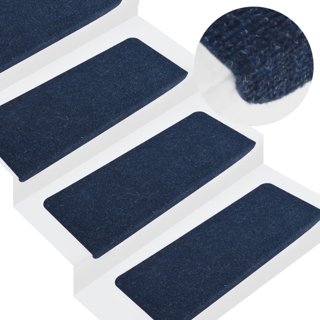 Maison exclusive - alfombrilla autoadhesiva de escalera 15 uds azul 65x24,5x3,5 cm
