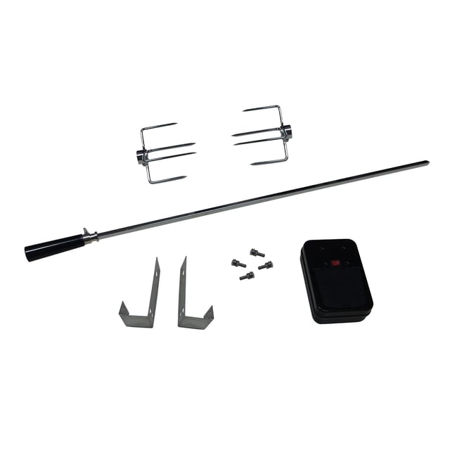 barbecook girarrosto Elettrico Universale con 2 spiedi e Ganci per Barbecue a Gas Brahma, Quisson en Stella 80cm