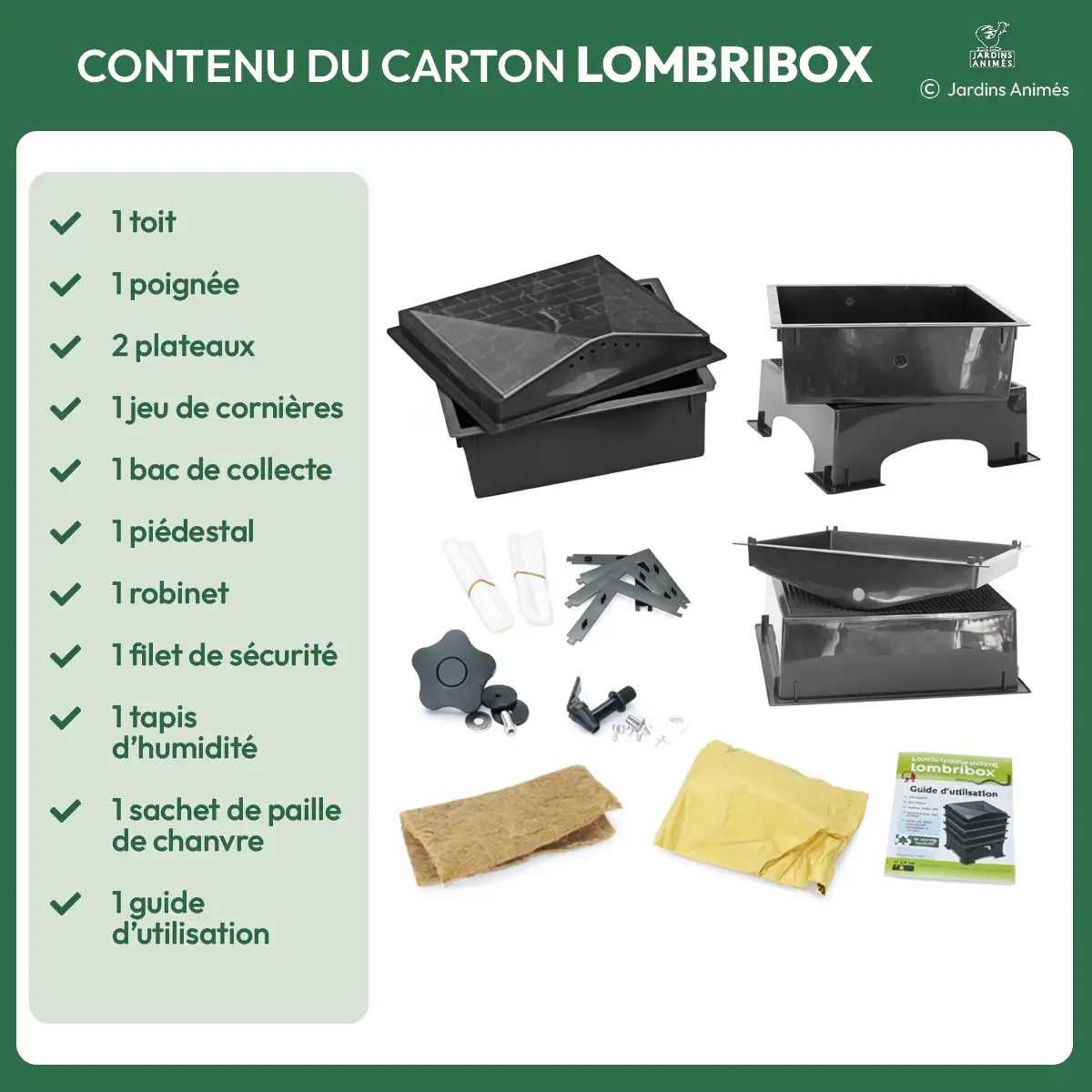 Lombricomposteur Lombribox sans vers - L.40 x l.40 x H.60cm - 32Litres - 4