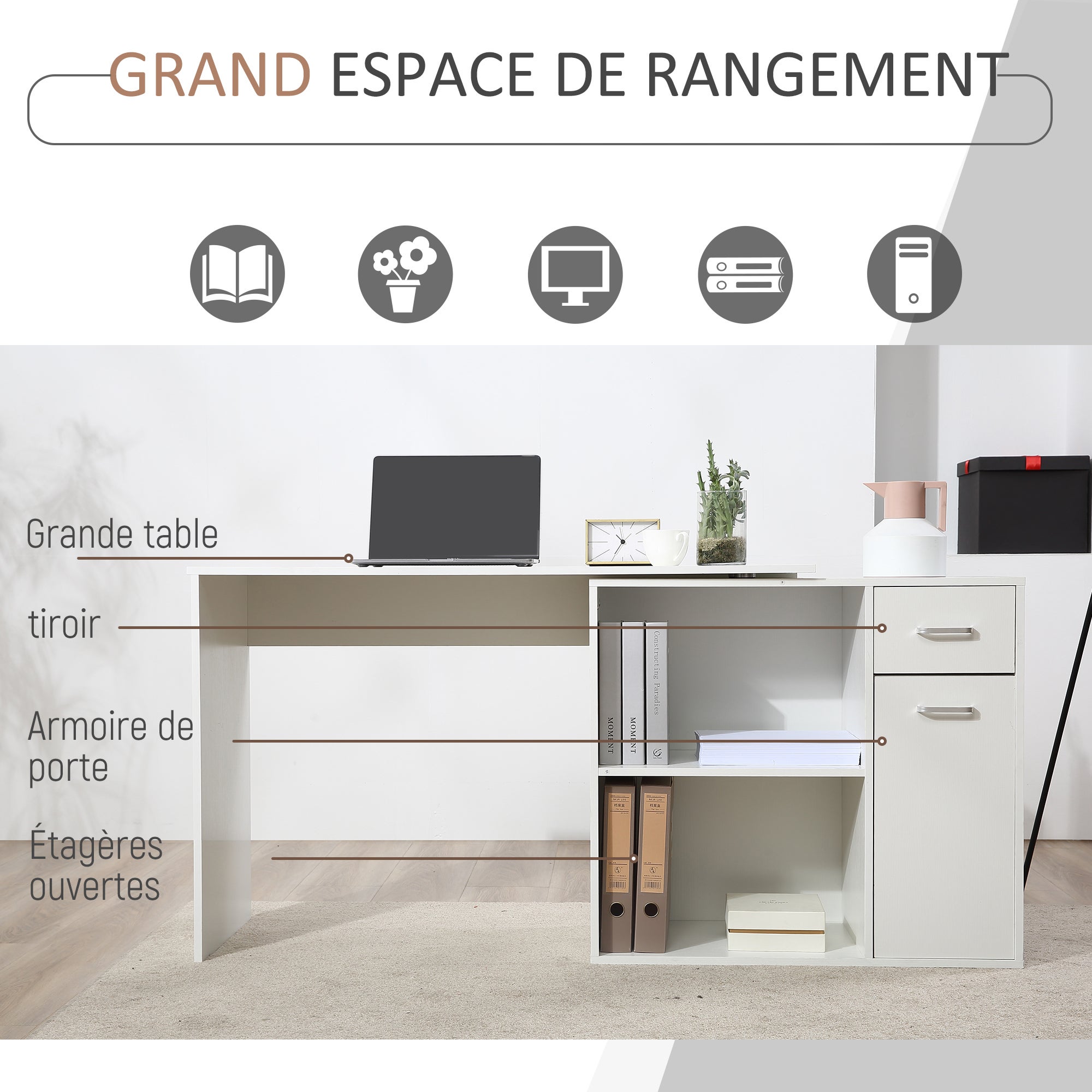 Bureau d'angle panneau de particules HOMCOM - 6