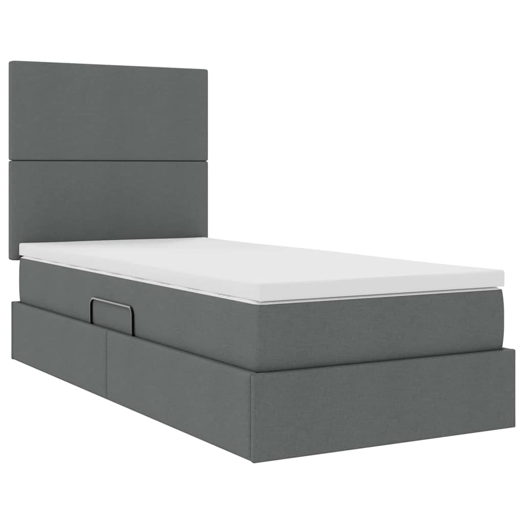 Lit avec rangement et matelas en tissu gris foncé, pour la chambre, 90 × 190 cm - 5