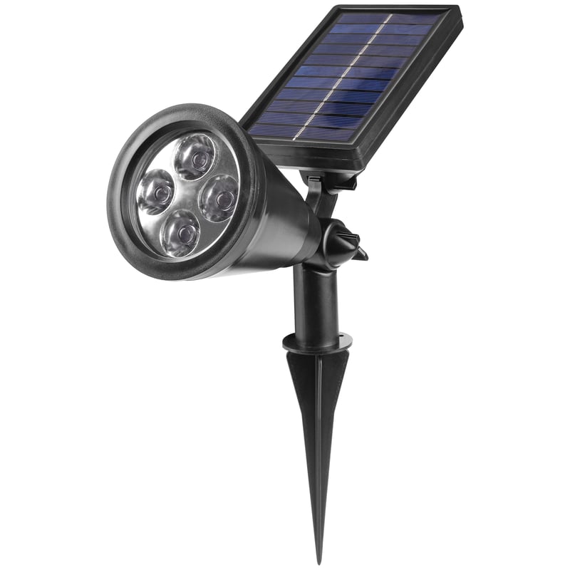 Lampa LED solarna wbijana IP44 6500K zimna biel 50lm czujnik zmierzchu 2 tryby czarna MasterLED