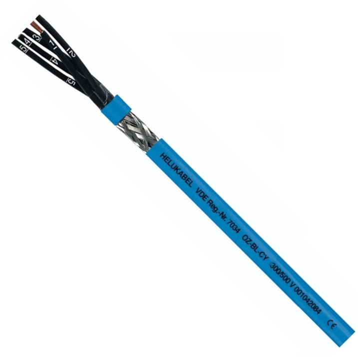 Kabel sterowniczy iskrobezpieczny OZ-BL-CY 4x0,75mm2 niebieski 300/500V zewnętrzny ekranowany numerowany olejoodporny linka Helukabel 100m