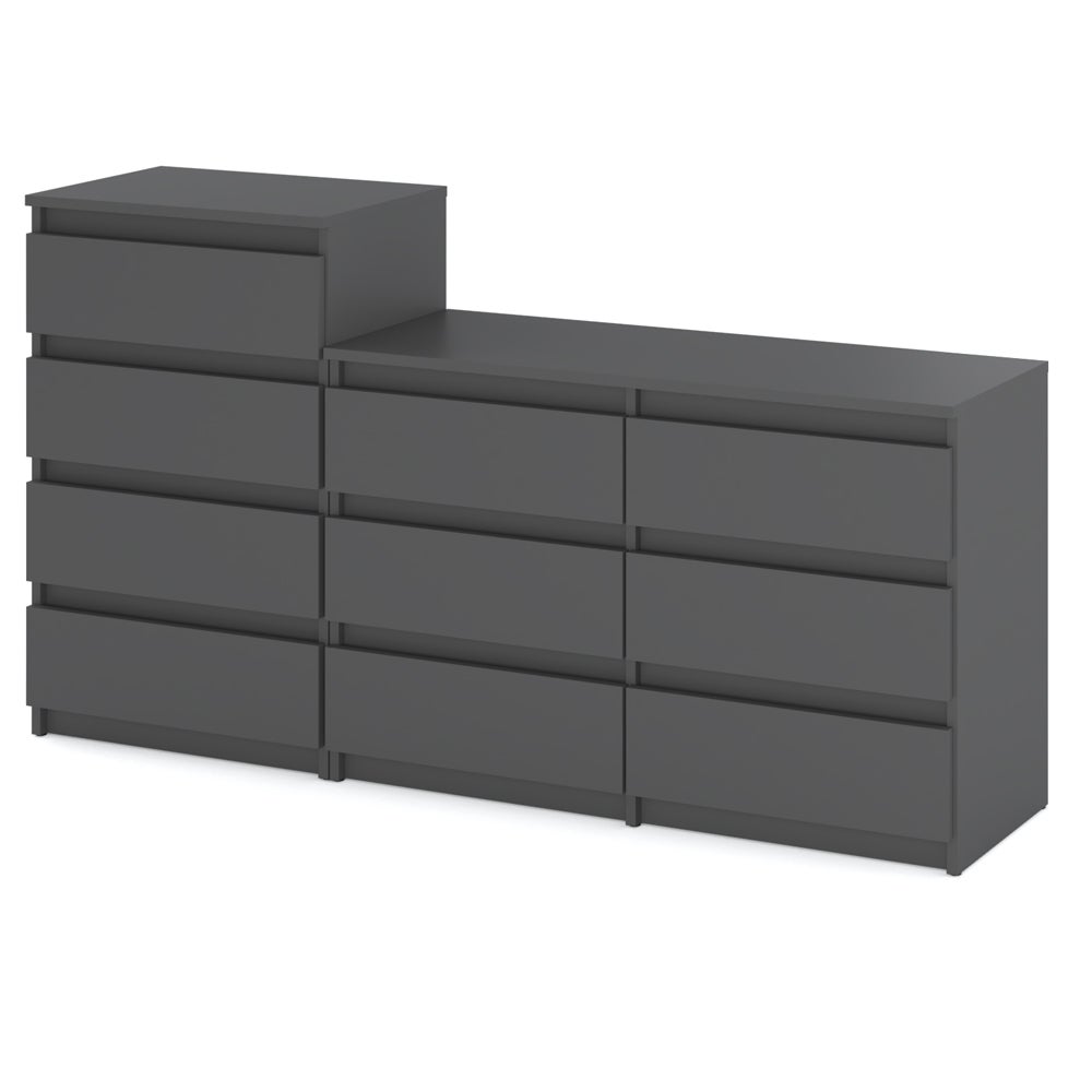 Komoda 10 szuflad pojemna szafka rtv 160cm nowoczesna loft salon szary mat