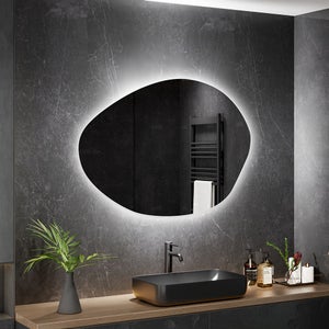 Miroir De Salle De Bain LED Avec éclairage Intégré 80x53cm - 3 Couleurs, Anti-buée, Tactile, IP44