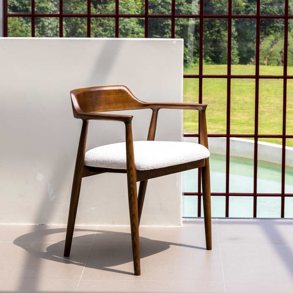 Chaise en bois Eden Walnut/Blanc avec assise rembourrée, design moderne Kennedy, confort durable et élégant - 6