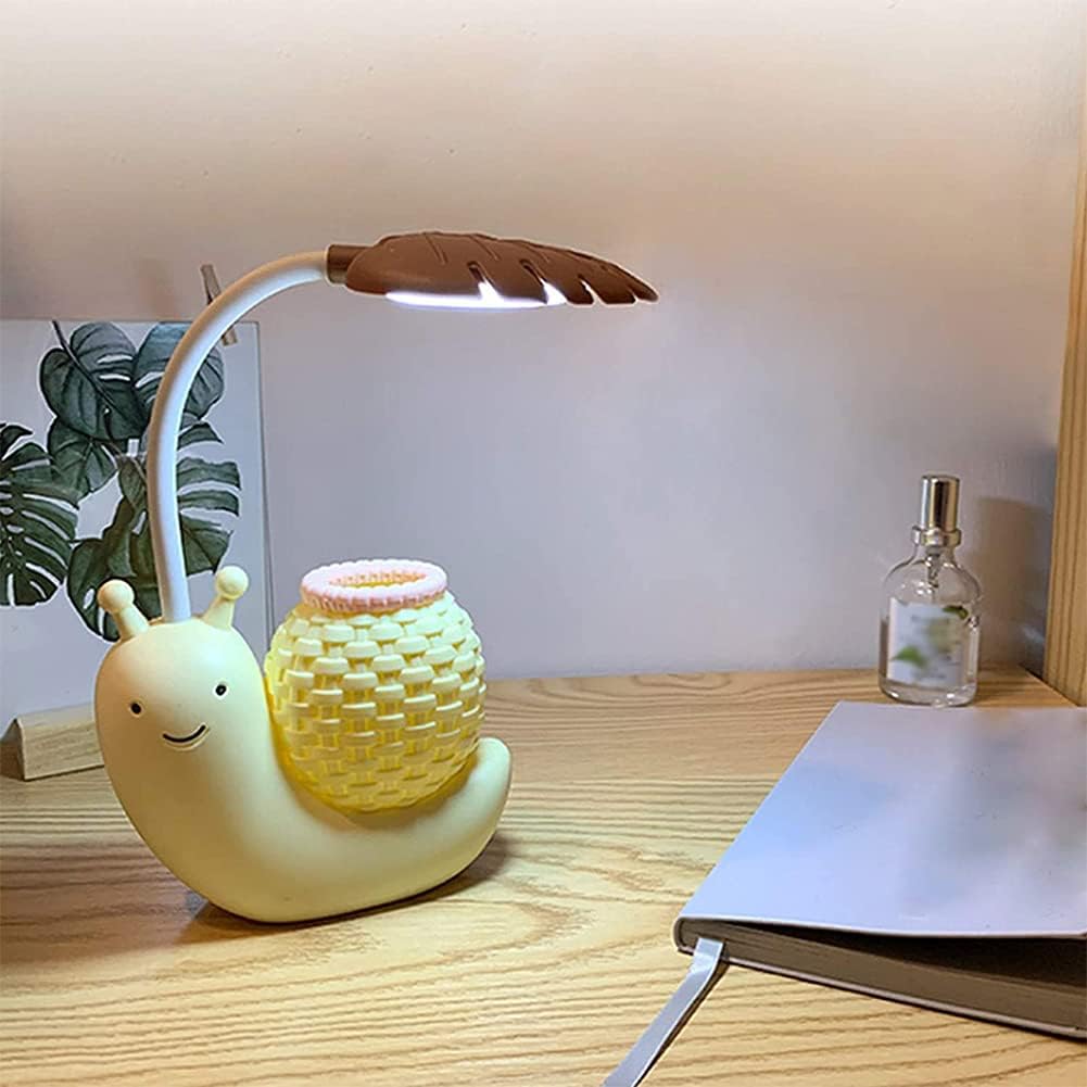 Lampa w kształcie ślimaka z kreskówki, uchwyt na długopisy, ramka na telefon komórkowy, ochrona oczu, lampa do nauki, lampa do czytania, - 4