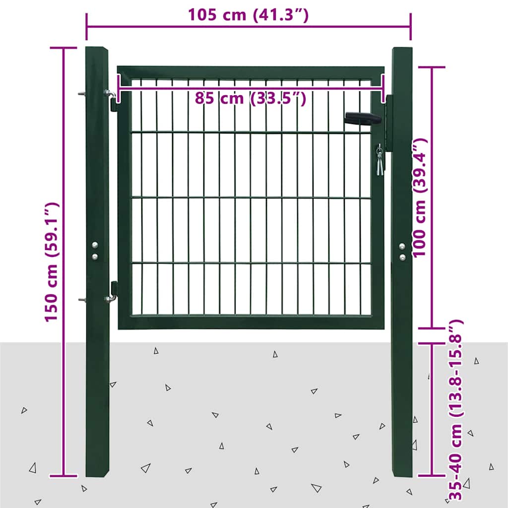 Portillon Acier Vert 105x150 cm - 6