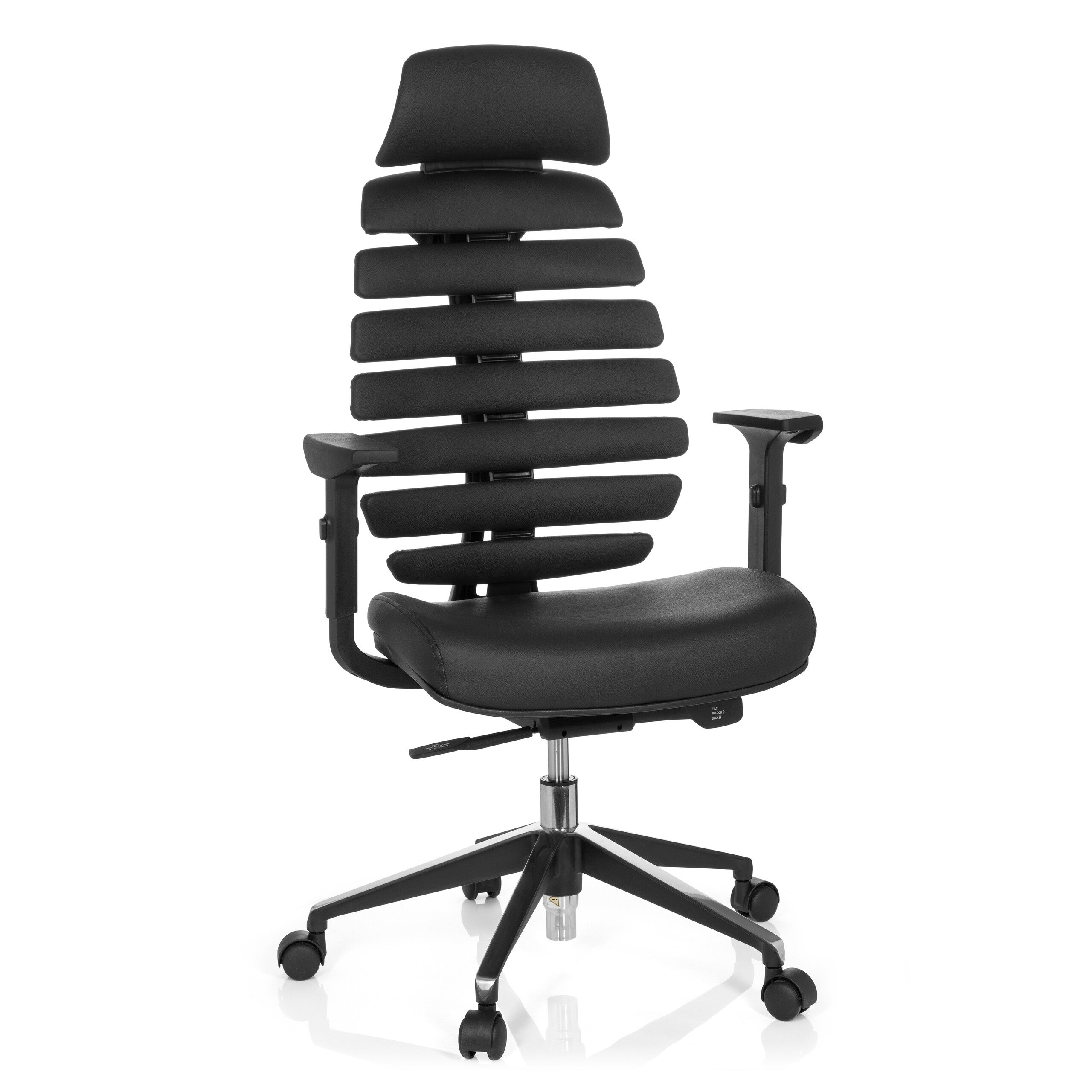 Krzesło biurowe / krzesło obrotowe ERGO LINE II PRO skóra czarny hjh OFFICE