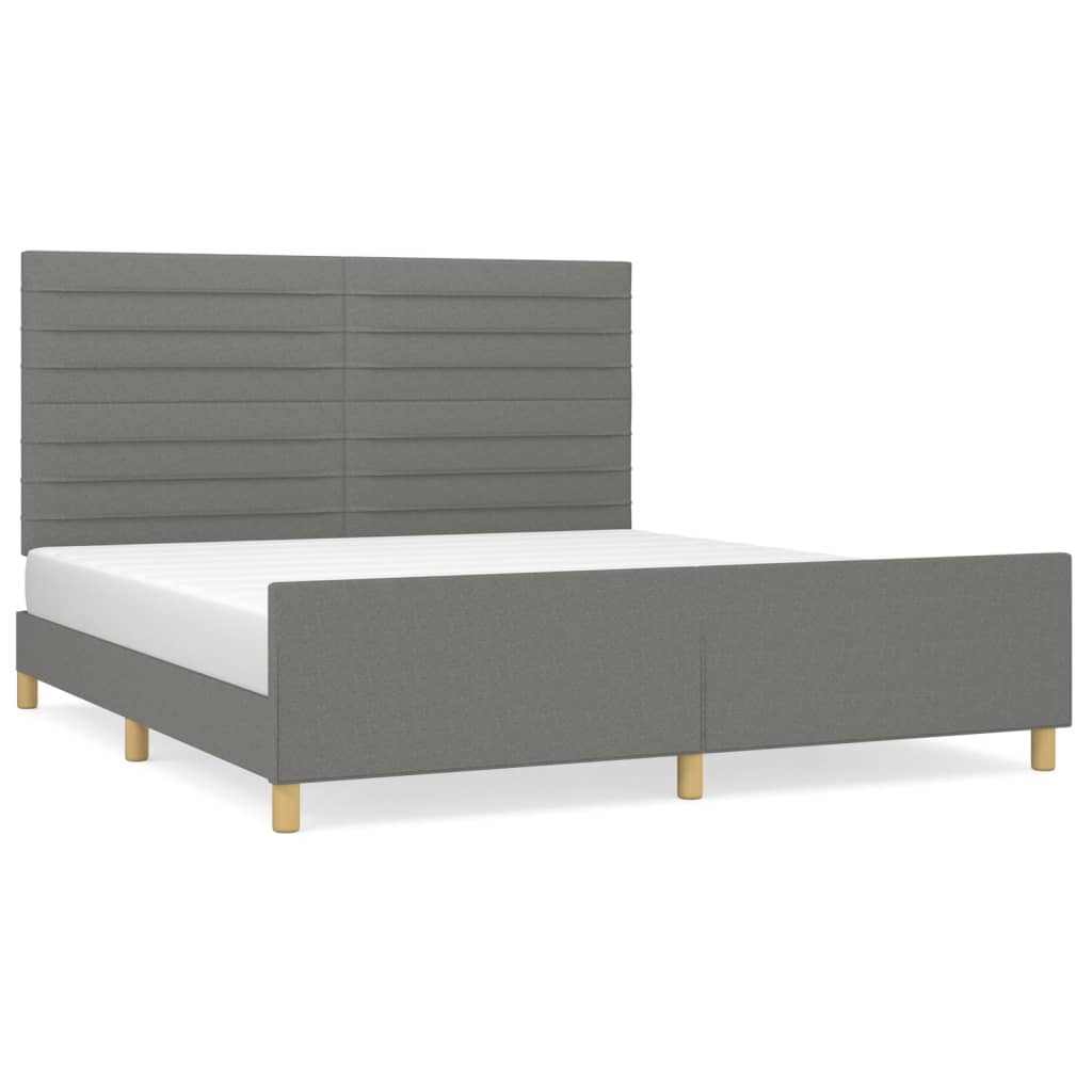 Cadre de lit sans matelas gris foncé 180 x 200 cm tissu - 2