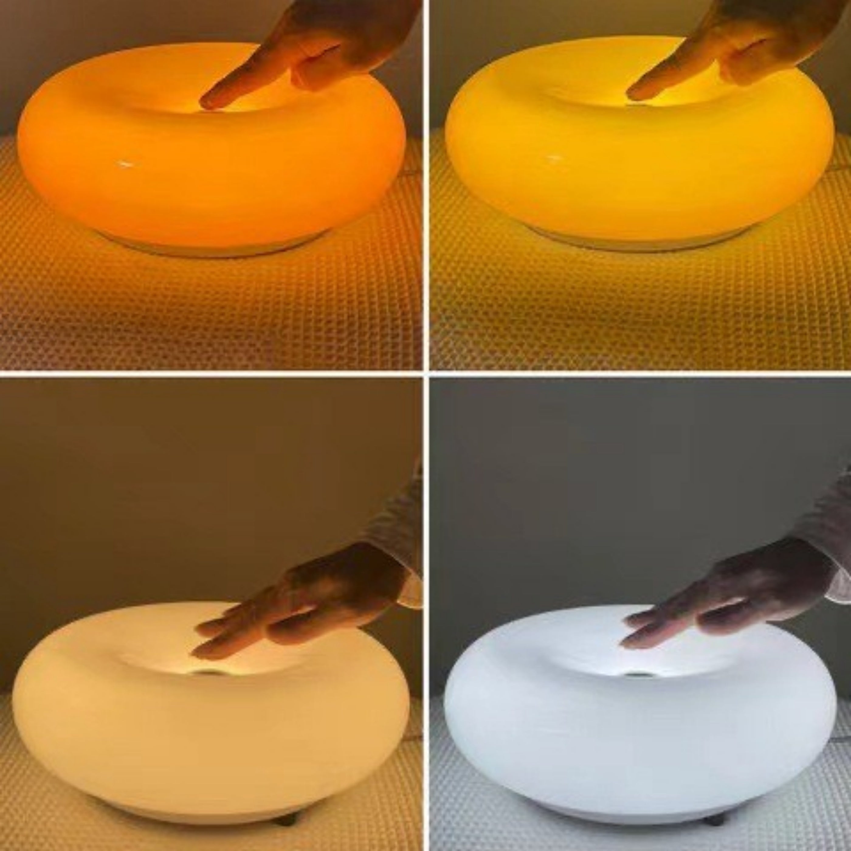 10PC Lampe à poser, Lampe Donut Touch, Lampe d'ambiance rétro Bauhaus, Lampe de bureau LED, Lampe de chevet avec 3 modes d'éclairage, Orange - 2