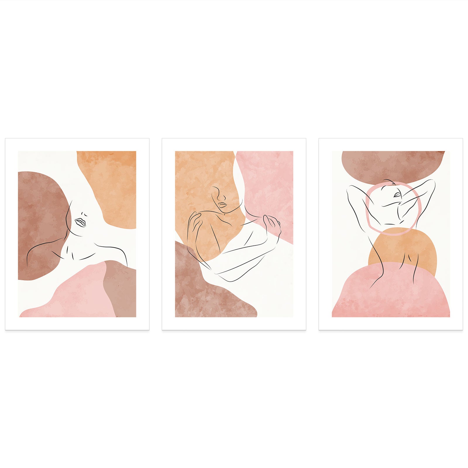 Lot de 3 Affiches / Posters Triptyque - Femmes Abstrait 3617689987453 - Bordure blanche - 3 Affiches - 21x29,7 cm (Cadres non fournis) - 3
