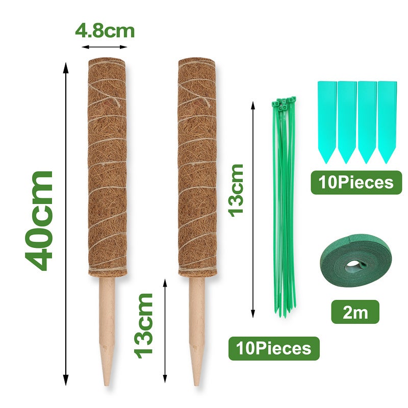 4 Pali Per Piante Rampicanti In Fibra Di Cocco 58 Cm - Supporto Per Monstera, Edera E Piante Da Interno, Ecologici E Flessibili
