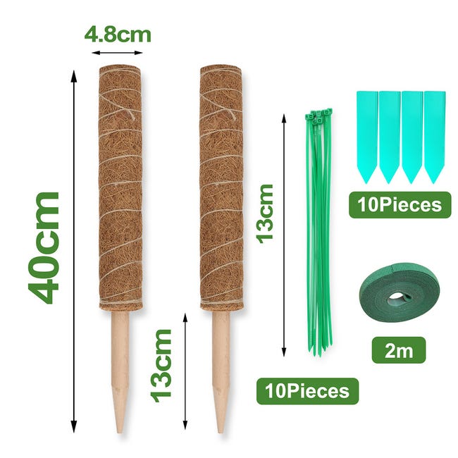 4 Pali Per Piante Rampicanti In Fibra Di Cocco 58 Cm - Supporto Per Monstera, Edera E Piante Da Interno, Ecologici E Flessibili