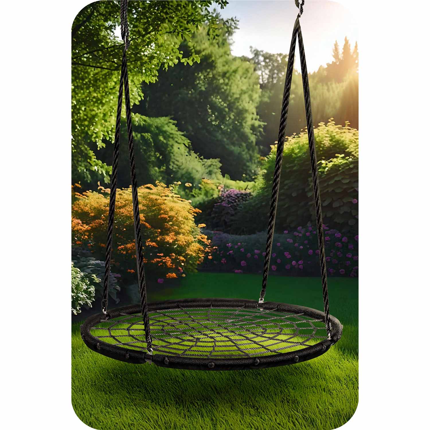 Huśtawka ogrodowa Neo-sport NS-104 mocna bocianie gniazdo fotel wiszący 100 cm XXL - 3