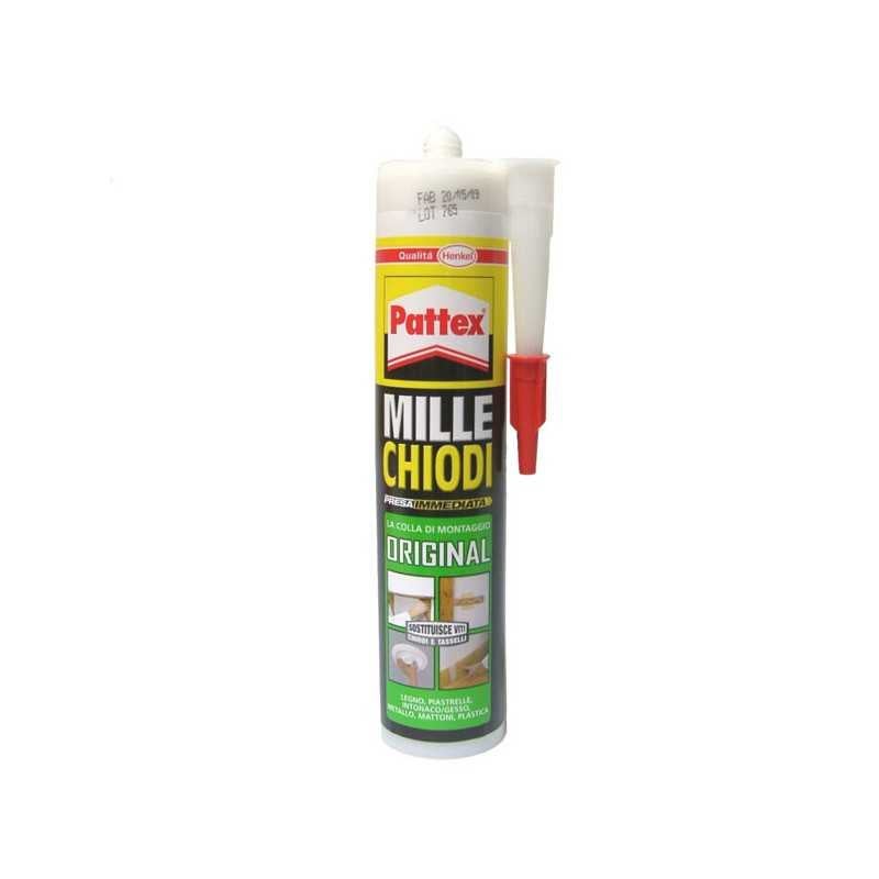 Pattex Millechiodi Forte &amp; Rapido, Adesivo di montaggio extra forte che sostituisce viti e fori al muro, Adesivo bianco con effetto ventosa in formato