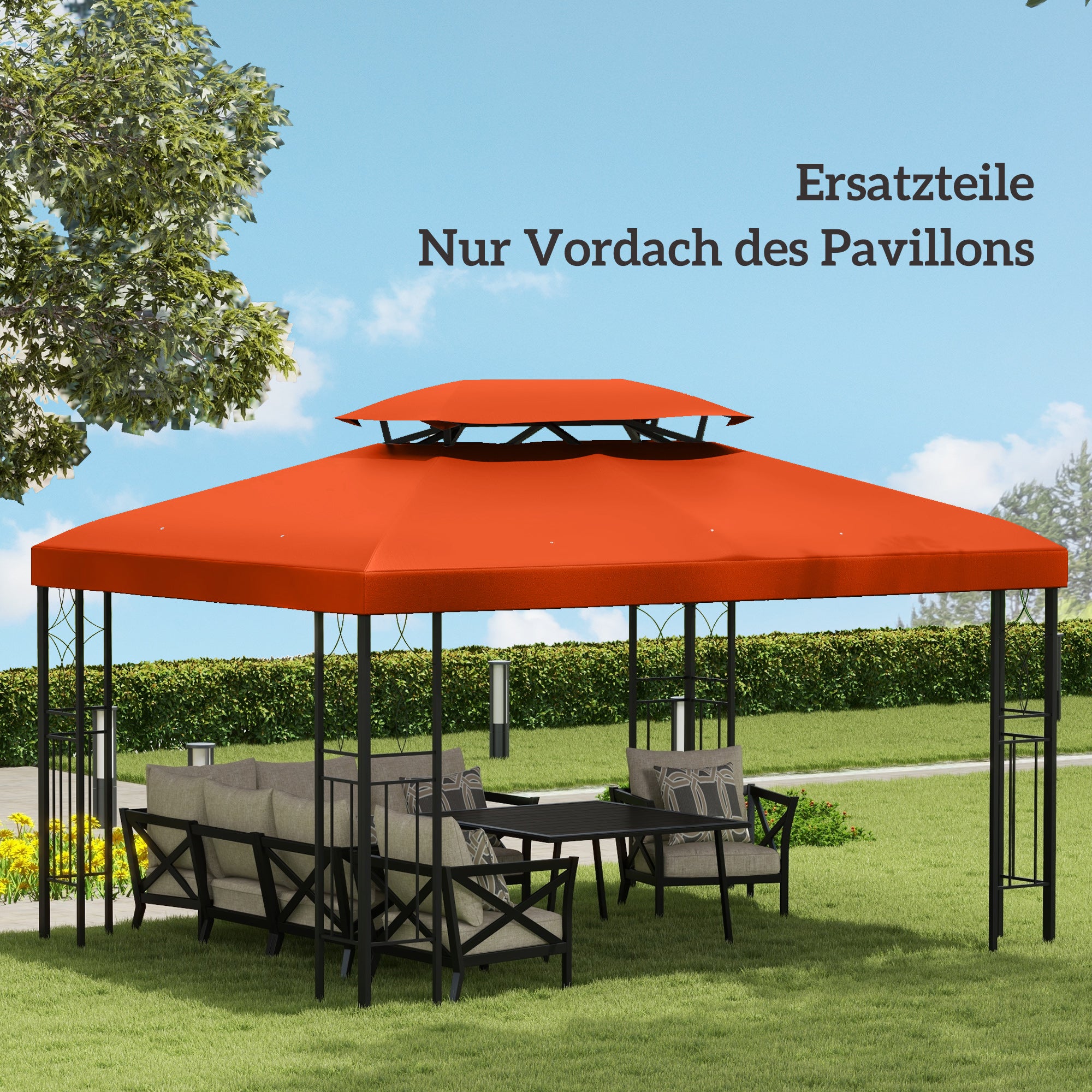 Toiture de remplacement pour pavillons de jardin 3x4m polyester café - 8